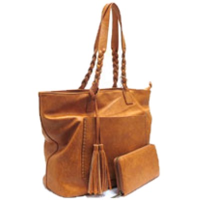 019-CAMEL VEGAN LEATHER PURSE WITH WALLET